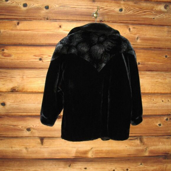 Vintage Black Luxe Faux Fur Jacket Coat - Picture 4 of 6